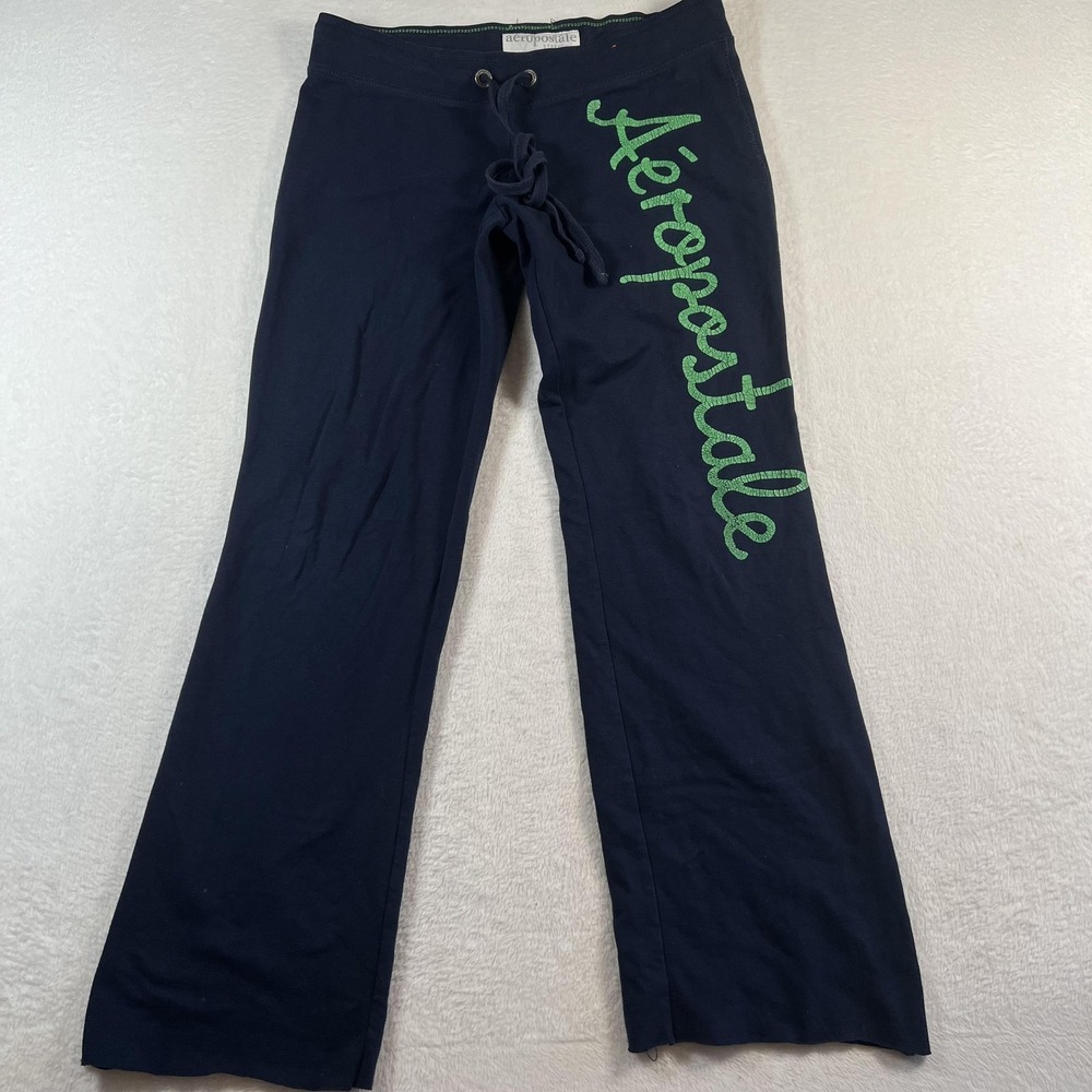 Y2K Aeropostale Sweatpants Womens Medium Blue Stretch Flare Lounge Drawstring